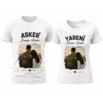 Kişiye Özel Baskılı Asker Yareni Asker Çift Tshirt