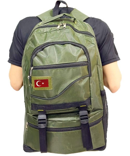 AS-ÇNT-01 Kalın Bırandalı Askeri Körüklü Outdoor Sırt Çantası Haki (55+10) - Görsel 1